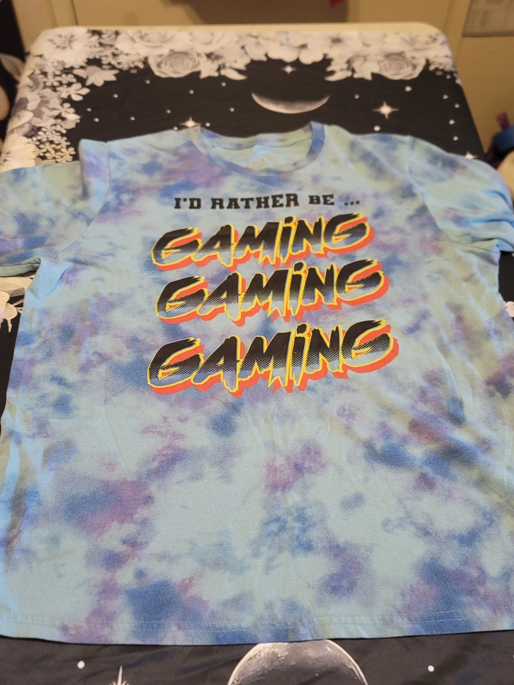 🔥3 For $20 I'd Rather Be Gaming Boys XXL Blue/purple Tye Dye T Shirt